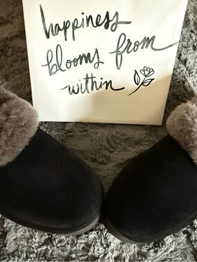 UGG Black Slip-On with Gray Shearling Lining